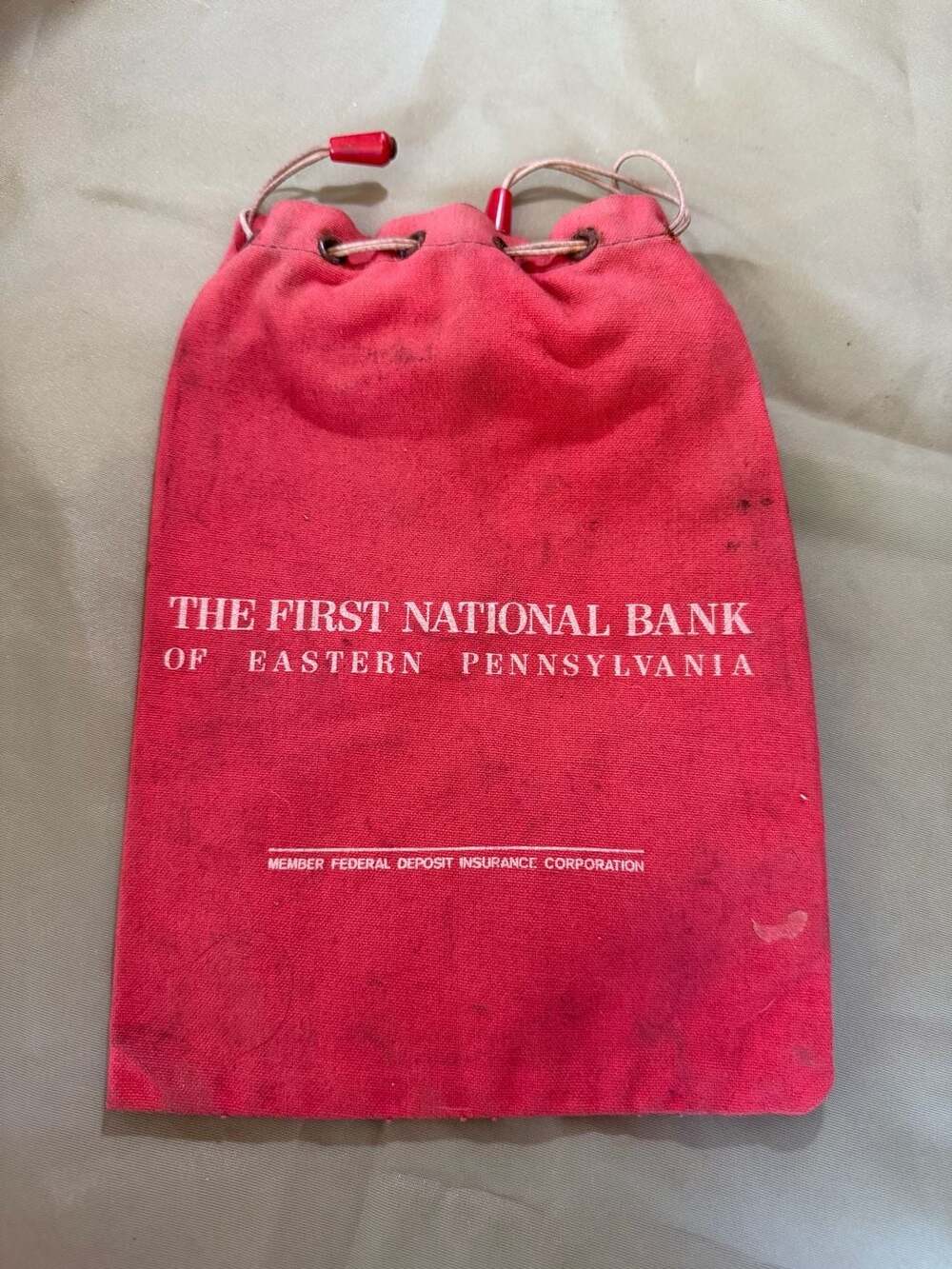 Vintage The First National Bank of Eastern Pennsylvania Canvas Coin Money Bag